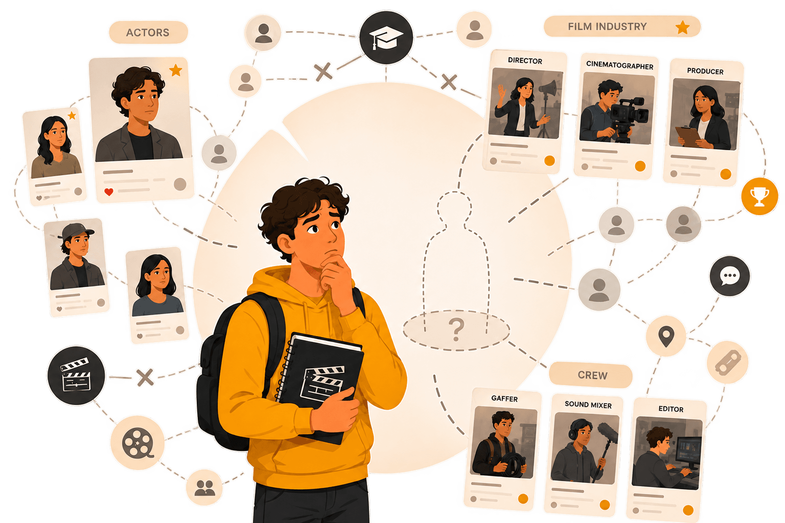A student filmmaker weighing scattered, disconnected paths into the industry